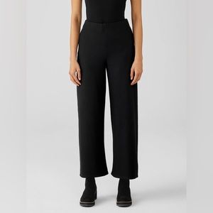 EILEEN FISHER Wool Jersey Wide-Leg Pant in Black